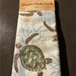 Honu Turtle Kitchen Towels - Green and Blue